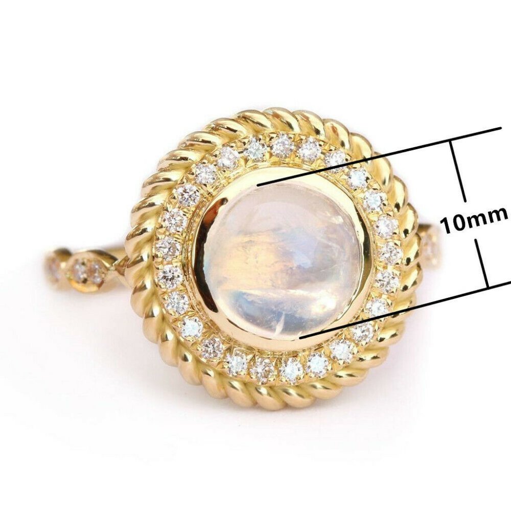 New Elegant 18k Yellow Gold Plated Moonstone Ring - Picture 4 of 5